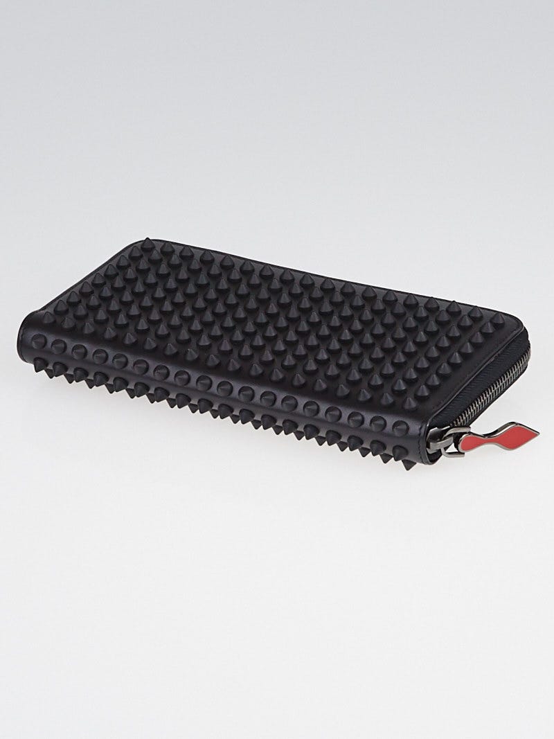 Christian Louboutin Black Leather Panettone Spikes Zip-Around