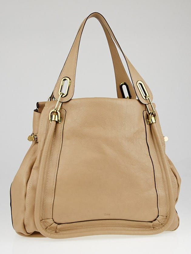 Chloe Beige Calfskin Leather Large Paraty Open Tote Bag