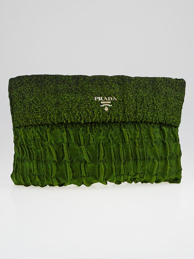 Prada Prato Green Cloquet Folders Pochette Clutch Bag