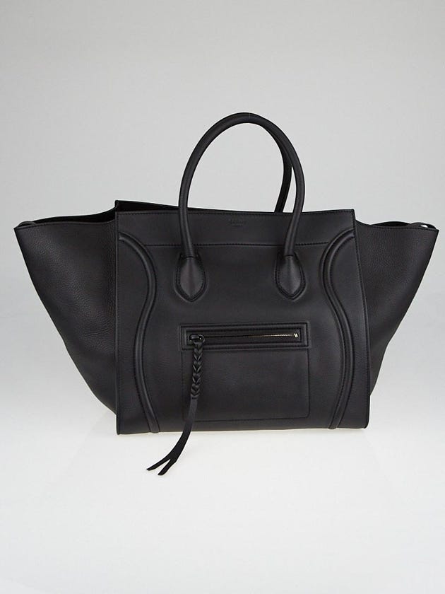 Celine Black Supple Calfskin Leather Large Phantom Luggage Tote Bag