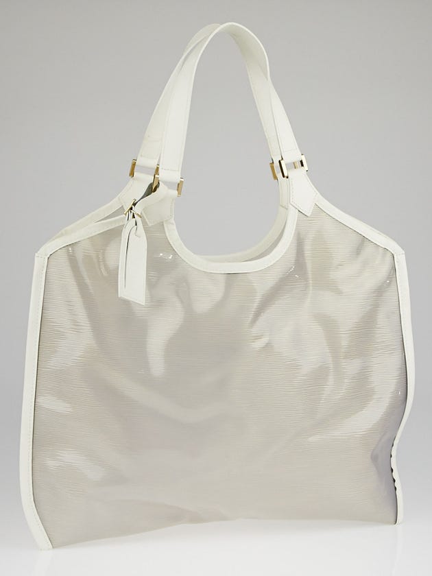 Louis Vuitton White Vinyl Epi Leather Plage Lagoon GM Tote Bag