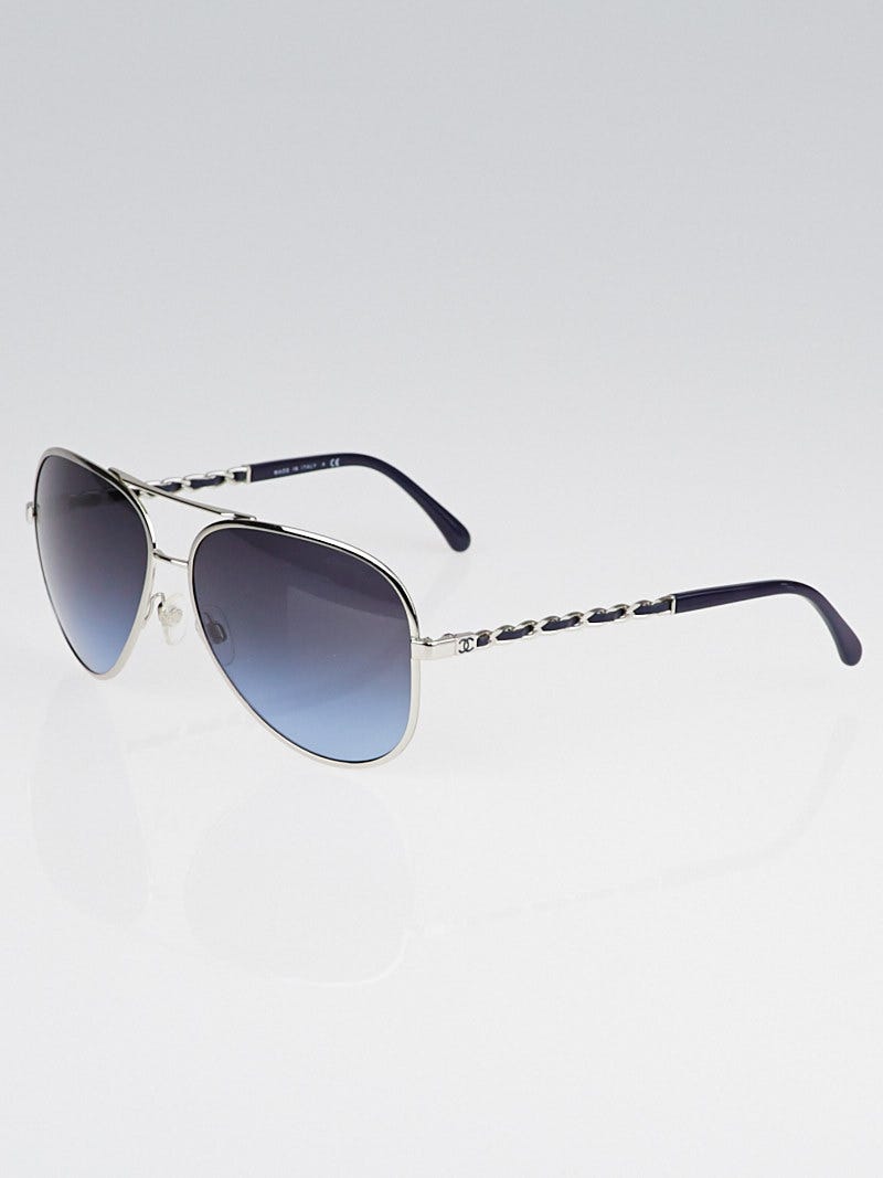 Chanel Silver Grey Brown Sunglasses Metal Pilot Womens Mens 4249 108/S6  23932 | eBay
