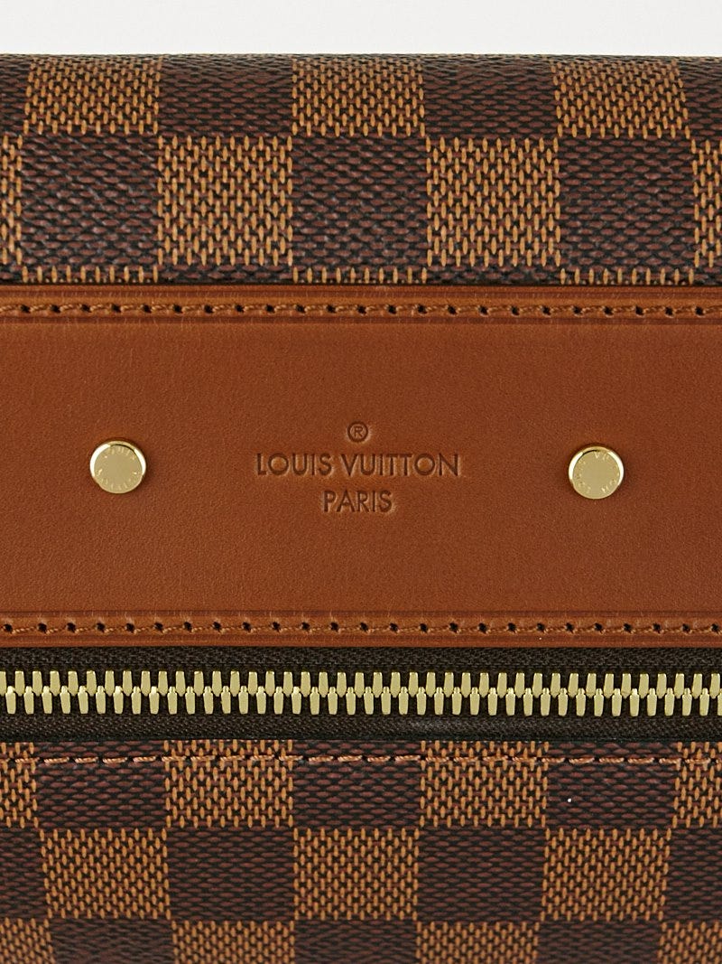 Authentic Louis Vuitton Brown Pochette Ascot Damier Clutch W/Keys