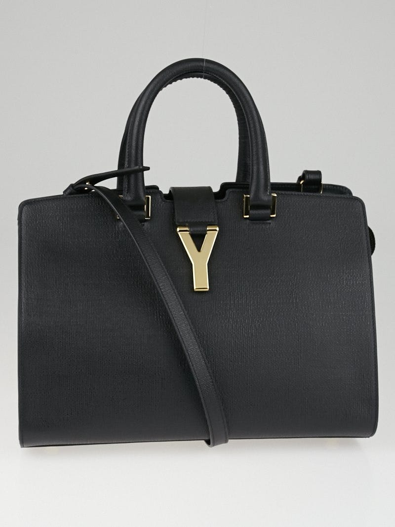 Yves Saint Laurent Black Saffiano Textured Leather Small Cabas ChYc Bag Yoogi s Closet