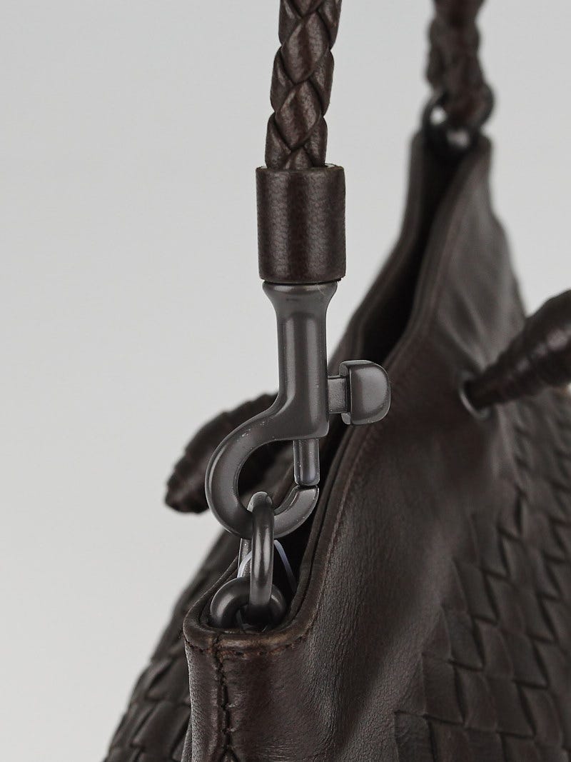 Bottega Veneta Ebony Intrecciato Woven Leather Frame Pochette Bag | Yoogi's  Closet