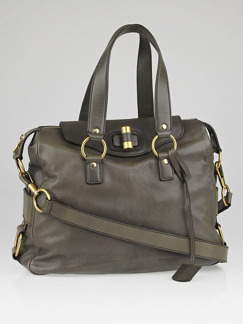 Yves Saint Laurent Grey Chevre Leather Medium Rive Gauche
