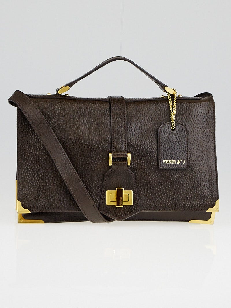 関税送料込★FENDI★ベルトバッグ★BROWN Fendi - Double F Black Leather & Embossed Logo Chain Bag