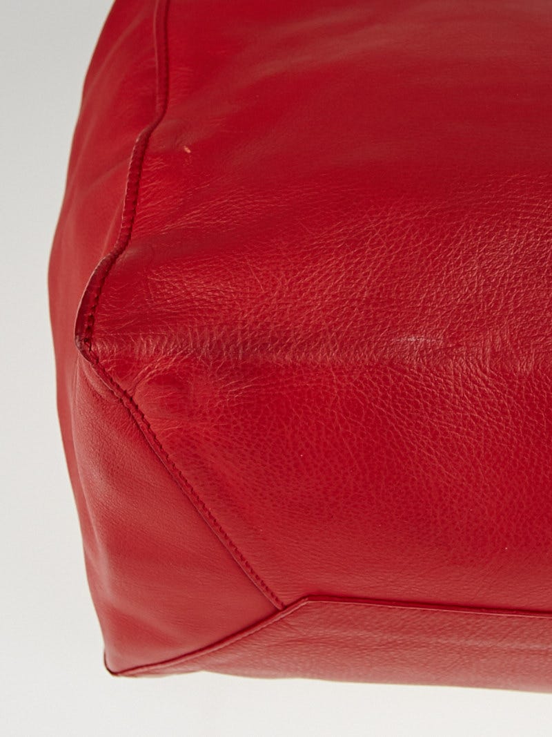 Balenciaga Rouge Calfskin Leather Papier Flap Tote Bag