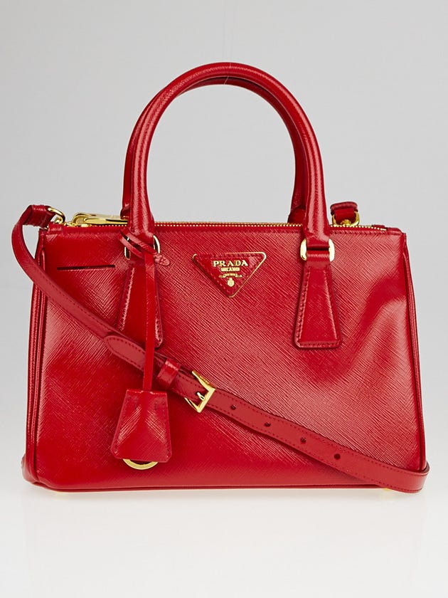 Prada Rosso Saffiano Vernice Leather Mini Tote Bag BN2316 