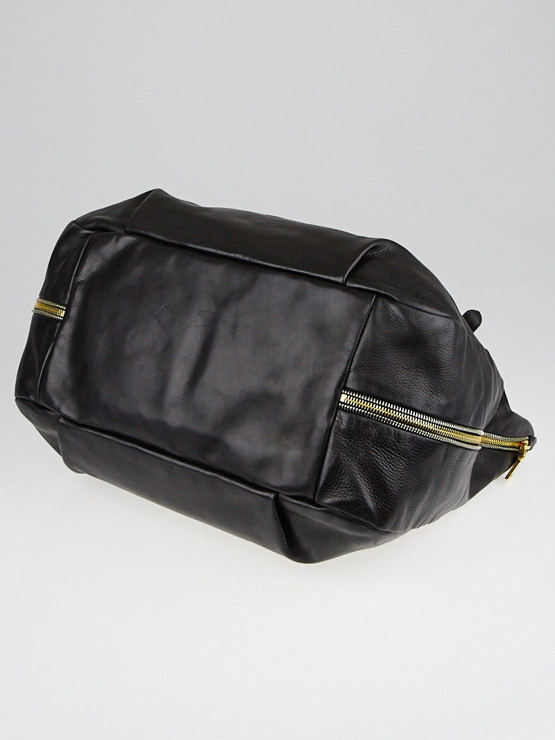 Prada Black Leather Side Zippers Tote Bag | Yoogi's Closet