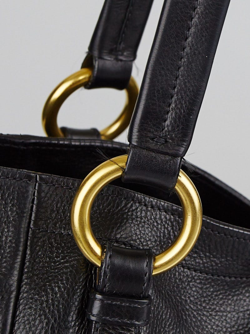 Prada Black Leather Side Zippers Tote Bag | Yoogi's Closet