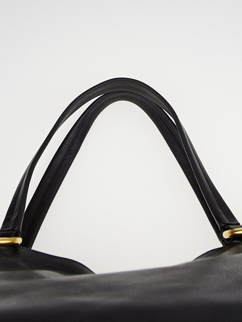 Prada Black Leather Side Zippers Tote Bag | Yoogi's Closet