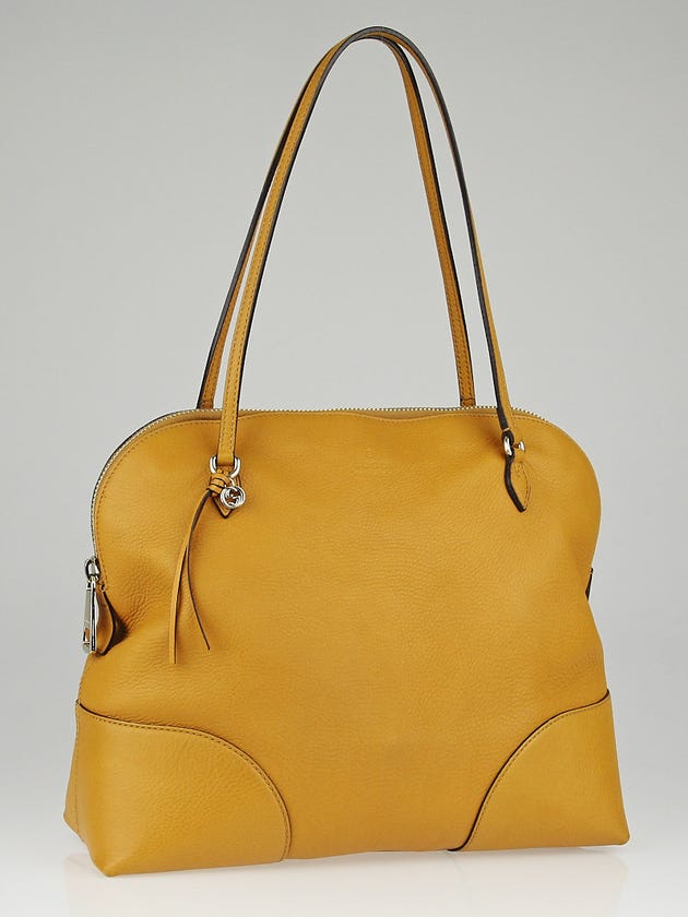 Gucci Yellow Pebbled Leather Bree Shoulder Bag