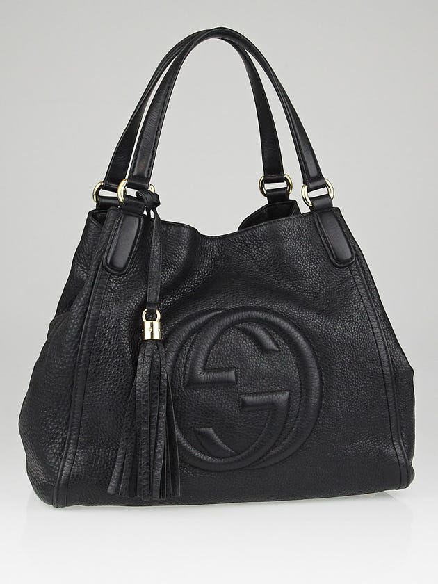 Gucci Black Pebbled Leather Soho Tote Bag