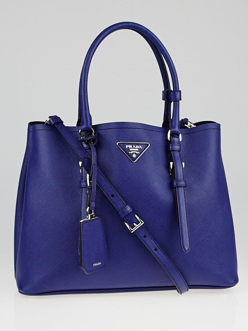 Prada Shoulder Bag Small Ink Blue in Leather with Silver-tone - US
