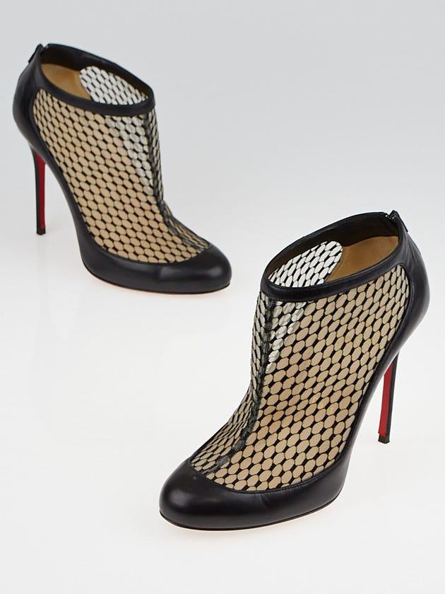 Christian Louboutin Black Leather and Lace Voilette Anna May 100 Booties Size 5.5/36