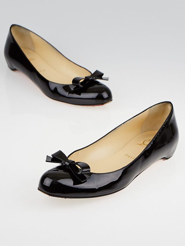 Christian Louboutin Black Patent Leather Simplenodo Bow Flats Size 9.5/40
