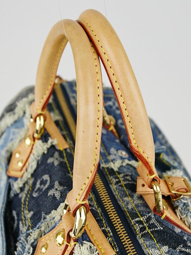 Louis Vuitton Speedy Bandouliere Bag Damier and Monogram Patchwork Denim 30  Blue 214930201