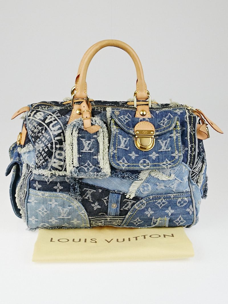 Louis Vuitton Limited Edition Blue Denim Patchwork Denim Speedy