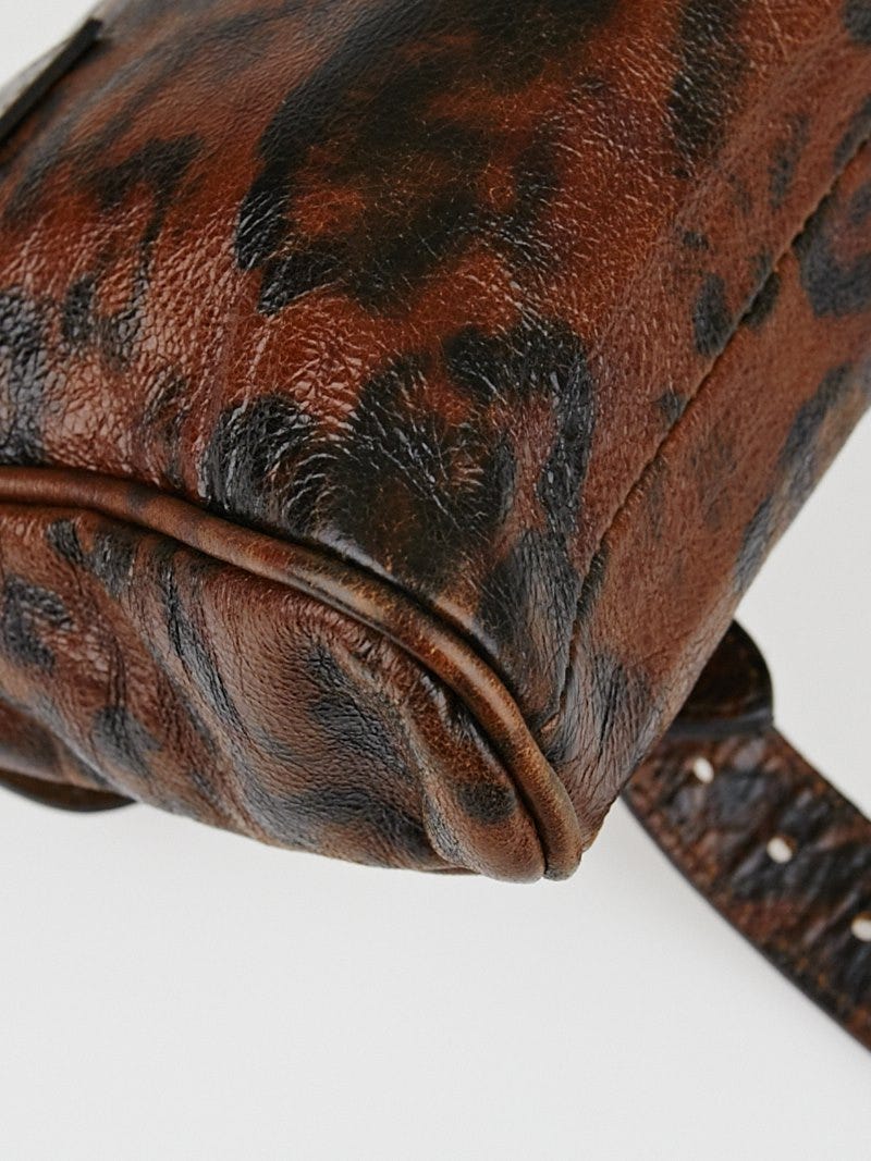 Mulberry Leopard Print Crinkled Leather Alexa Clutch Bag