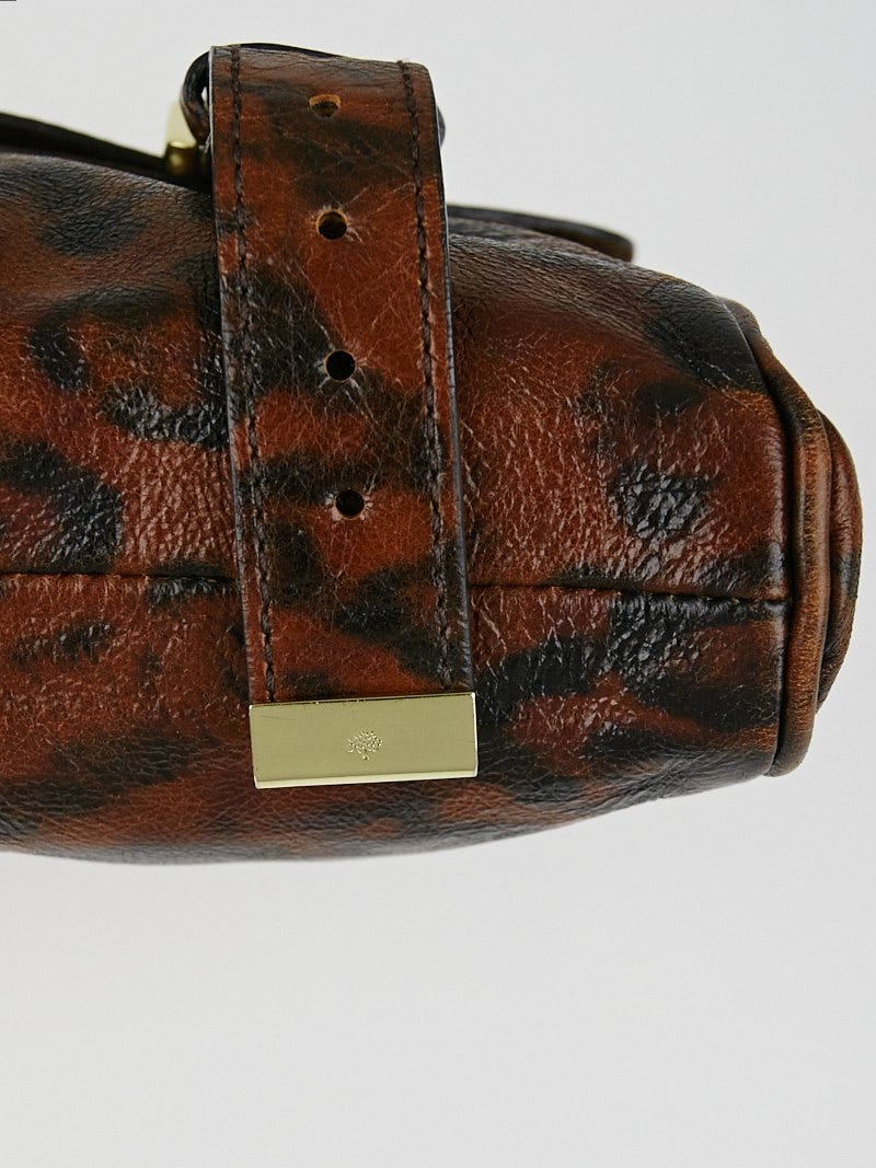 Mulberry Leopard Print Crinkled Leather Alexa Clutch Bag