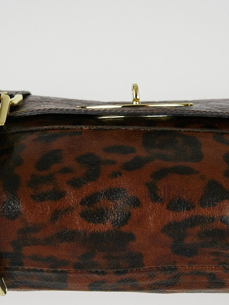 Mulberry Leopard Print Crinkled Leather Alexa Clutch Bag