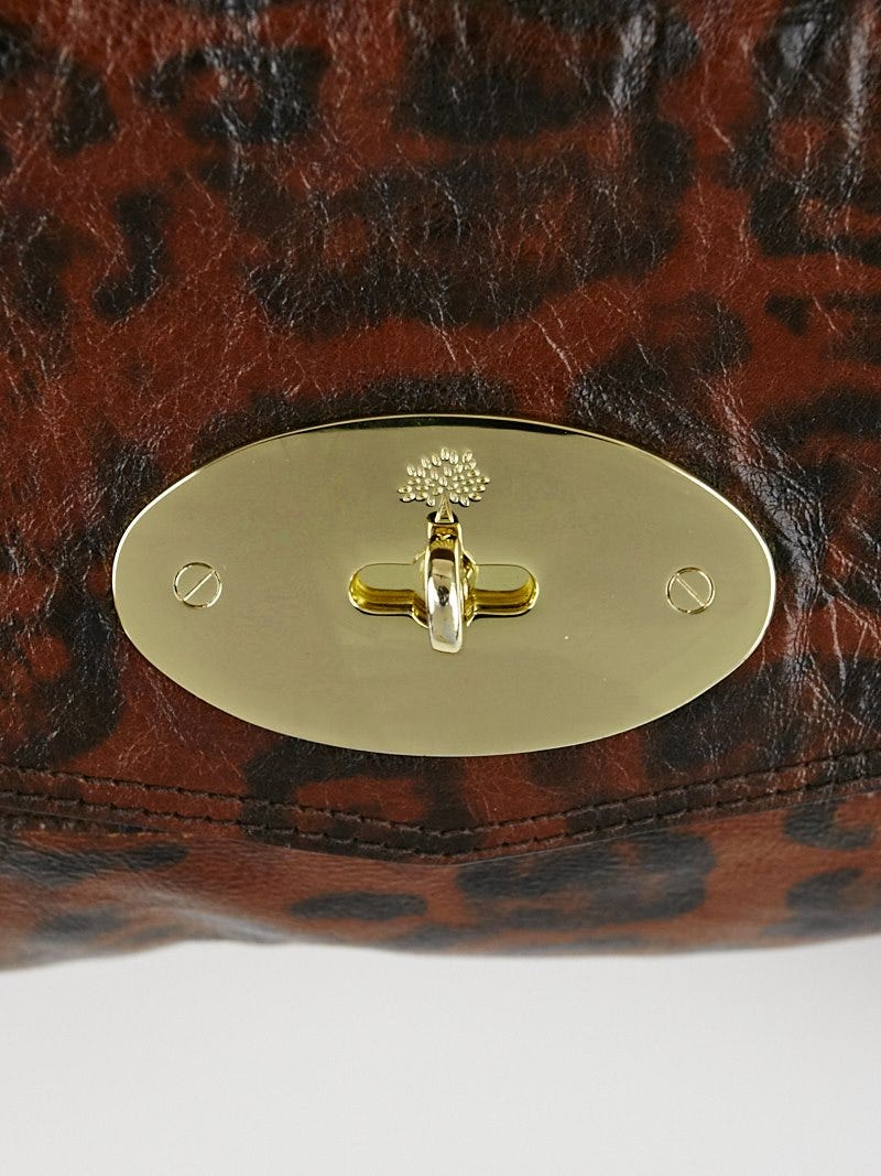 Mulberry Leopard Print Crinkled Leather Alexa Clutch Bag