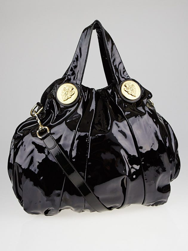 Gucci Black Patent Leather Hysteria Large Top Handle Bag