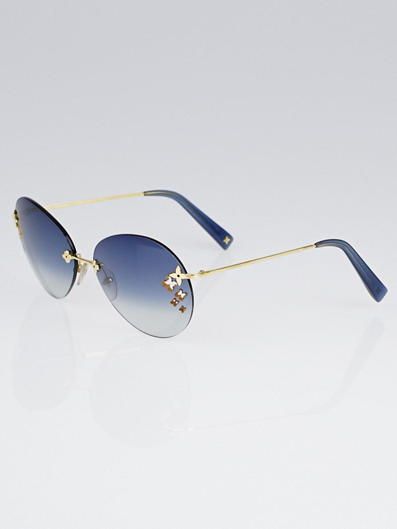 Authentic Louis Vuitton Gold with Gradient Blue Lenses Desmayo