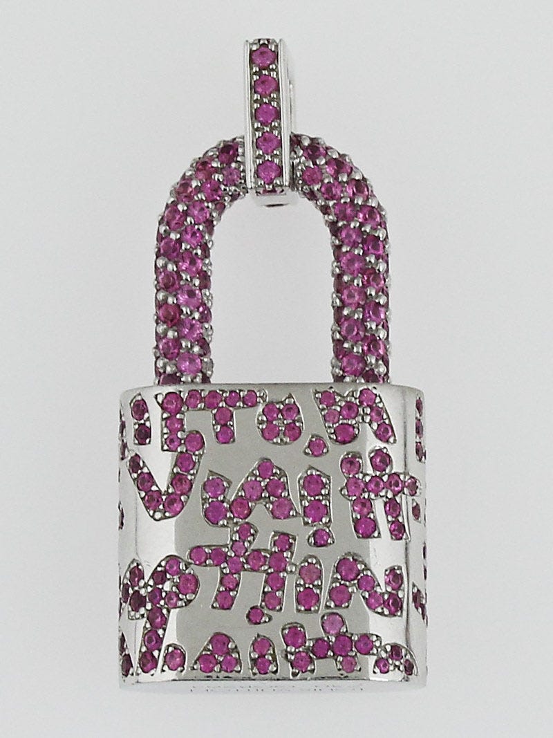 Louis Vuitton 18k White Gold and Pink Sapphire Stephen Sprouse Graffiti  Padlock Pendant - Yoogi's Closet