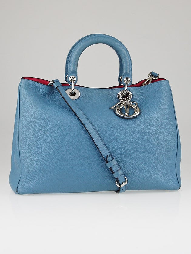 Christian Dior Blue Bullcalf Leather Large Diorissimo Bag