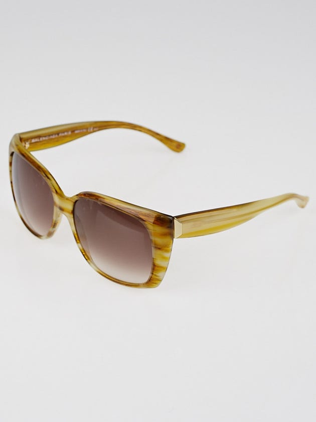 Balenciaga Beige Resin Square Frame Gradient Tint Sunglasses-0081/S