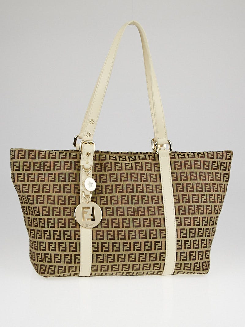 Fendi Tobacco Zucchino Print Canvas Superstar Grande Shopping Tote Bag - 8BR215