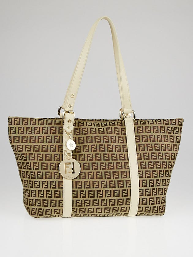 Fendi Tobacco Zucchino Print Canvas Superstar Grande Shopping Tote Bag - 8BR215