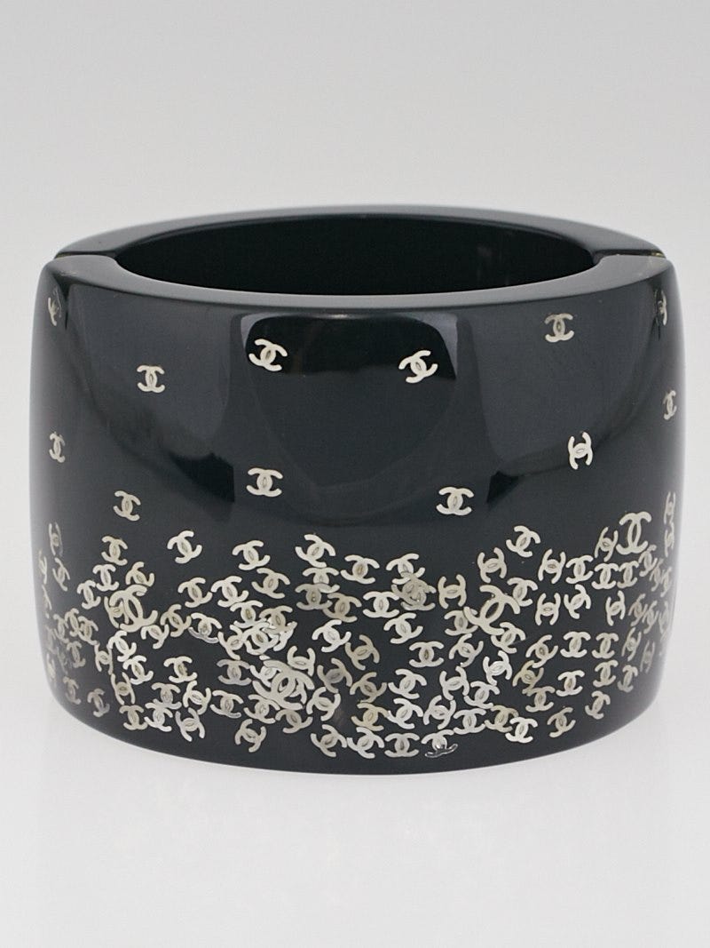 Chanel Black Resin Falling CC Wide Cuff Bracelet Yoogi's Closet