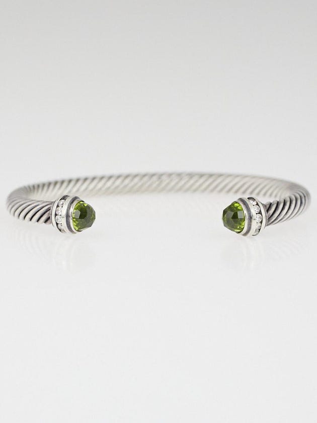 David Yurman 5mm Sterling Silver and Peridot with Diamonds Bracelet