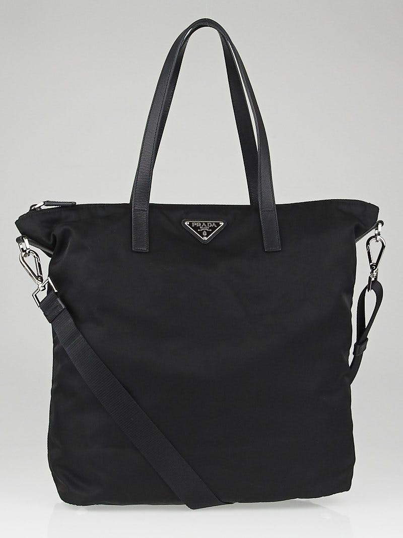 Prada Black Vela Nylon and Saffiano Leather Tote Bag BR4696 Yoogi s Closet