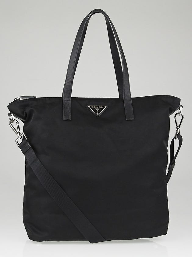 Prada Black Vela Nylon and Saffiano Leather Tote Bag BR4696