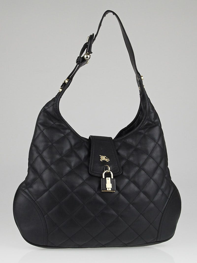 Burberry Black Quilted Leather Brook Hobo Bag | Yoogi's Closet