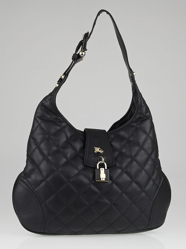Burberry Black Quilted Leather Brook Hobo Bag