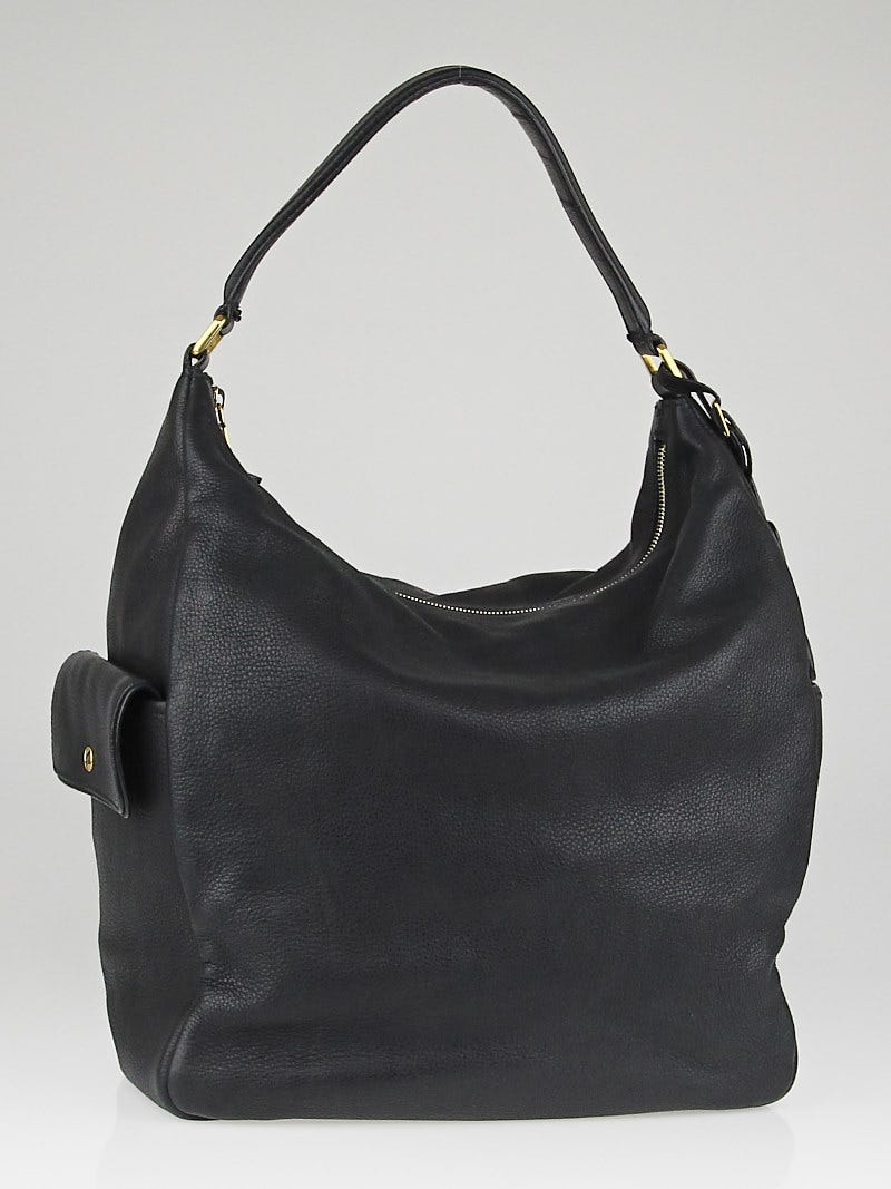 Yves Saint Laurent Black Calfskin Leather Tag Hobo Bag - Yoogi's