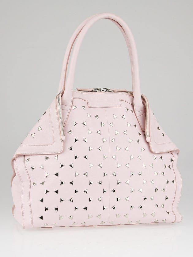 Alexander McQueen Pink Leather Studded De Manta Small Tote Bag