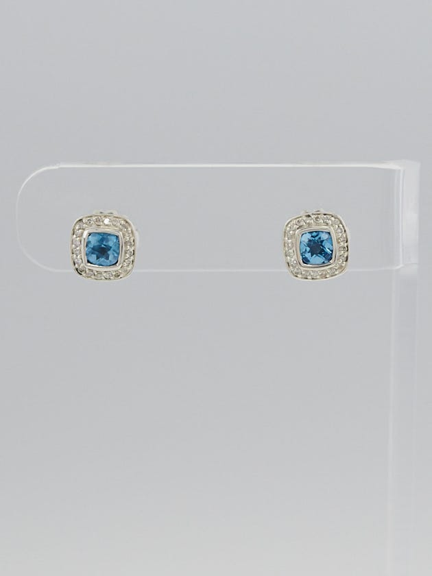 David Yurman 5mm Blue Topaz and Diamond Petite Albion Earrings