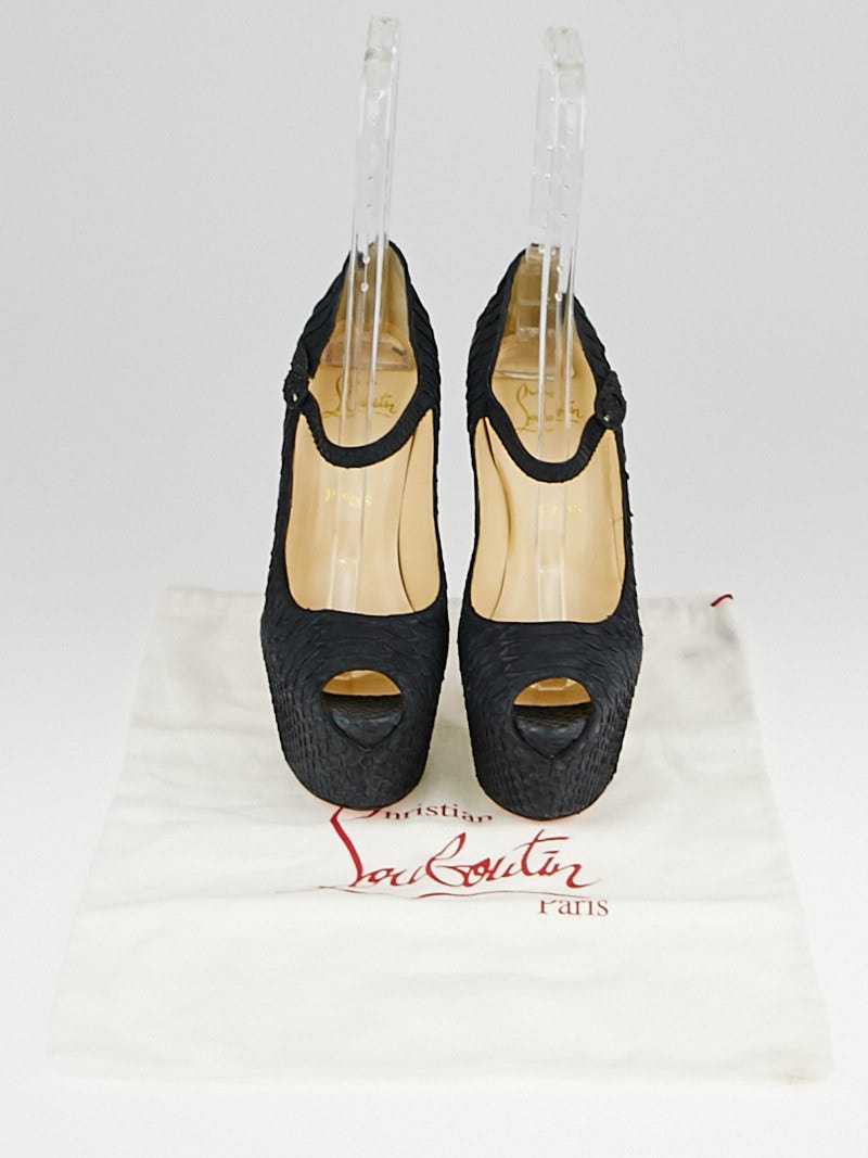 Christian Louboutin Black Mat Python Lady Highness 160 Peep