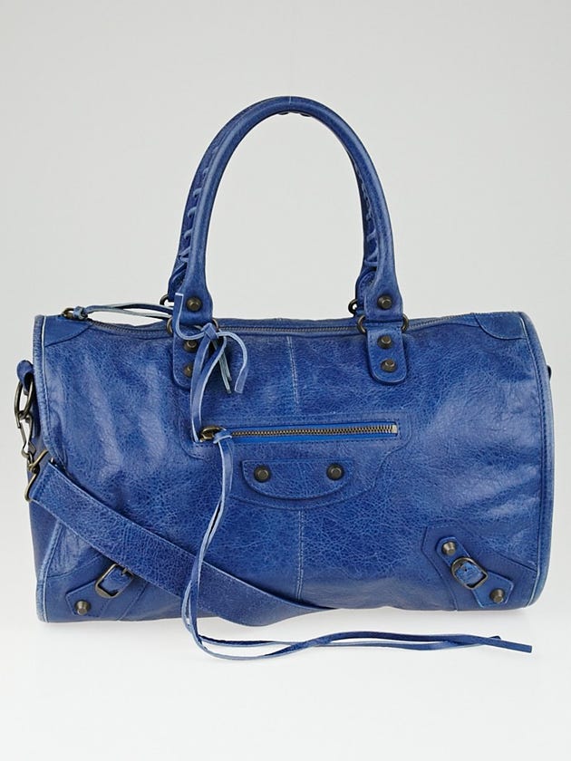 Balenciaga Bleu Cobalt Lambskin Leather Maxi Twiggy Bag