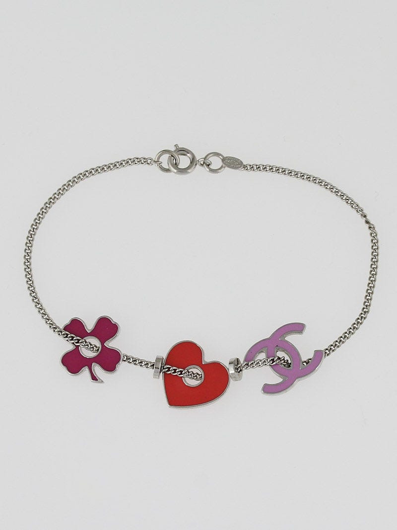 Chanel Pink Multicolor Enamel Charms Bracelet