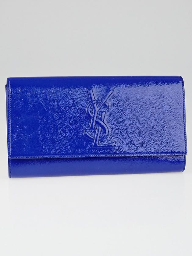 Yves Saint Laurent Bright Blue Patent Leather Belle du Jour Clutch Bag