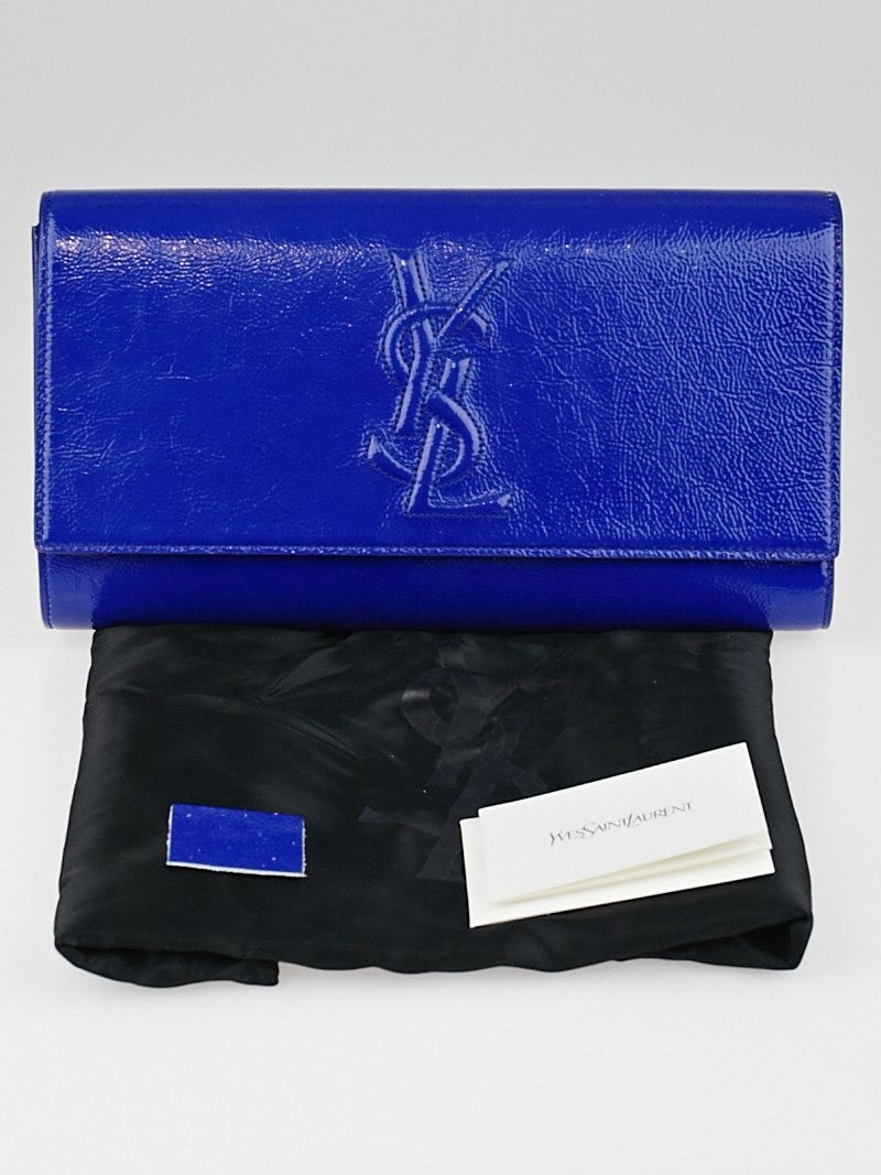 Yves Saint Laurent Bright Blue Patent Leather Belle du Jour Clutch