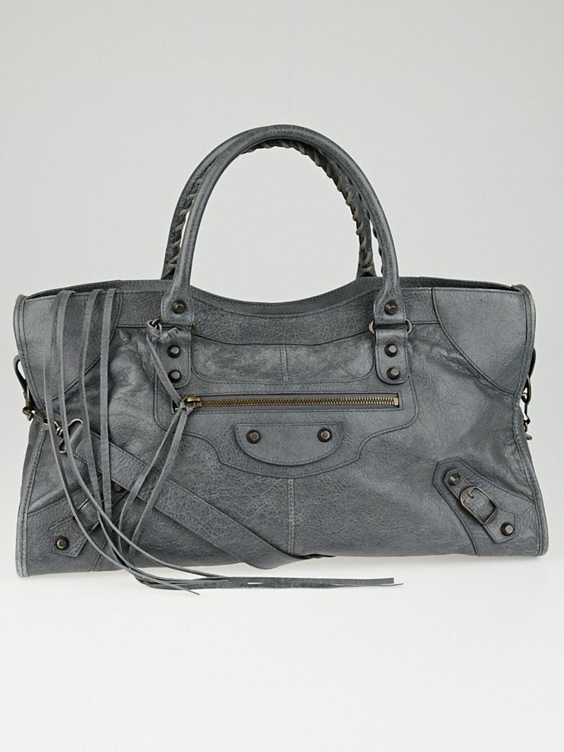 Balenciaga Gris Tarmac Lambskin Leather Part Time Bag