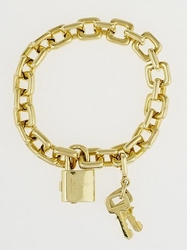 Louis Vuitton 18k Yellow Gold Padlock and Keys Charm Bracelet